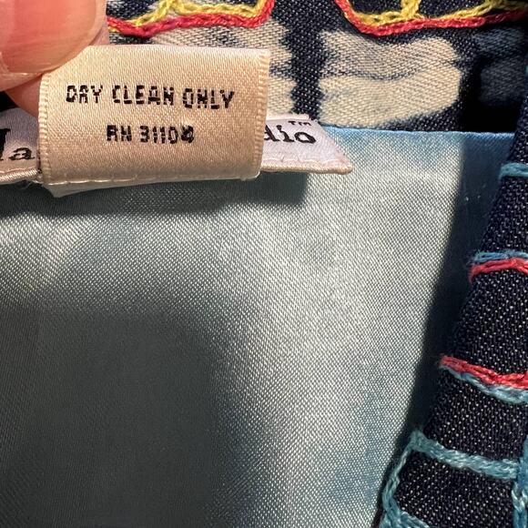 Madison Studio, Blue, Aztec Embroidery Button Top, Women's L - Picture 15 of 15